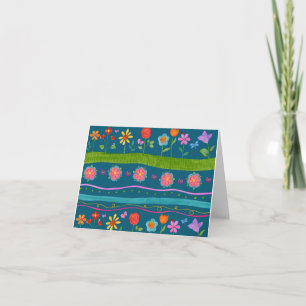 Wavy Stripe Floral Notecard (blanco binnenin) Kaart