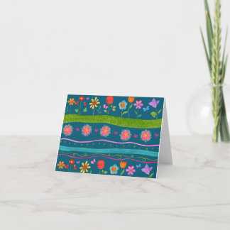 Wavy Stripe Floral Notecard (Blank binnenkant) Kaart