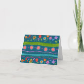 Wavy Stripe Floral Notecard (Blank binnenkant) Kaart (Voorkant)