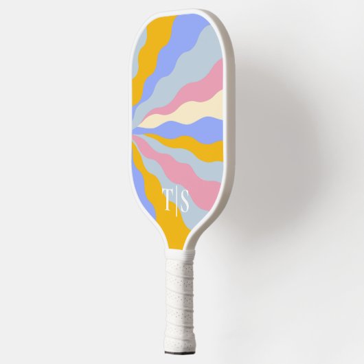 Wavy Stripe Monogram 80s Personalized Initials Pickleball Paddle (Links)