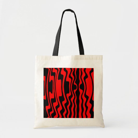 Wavy Stripe - zwart en rood Tote Bag (Voorkant)