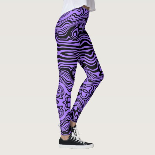 Wavy Stripe Zwart Paarse Leggings of Kies Kleur (Rechts)