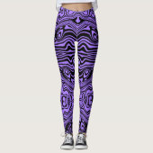 Wavy Stripe Zwart Paarse Leggings of Kies Kleur (Voorkant)