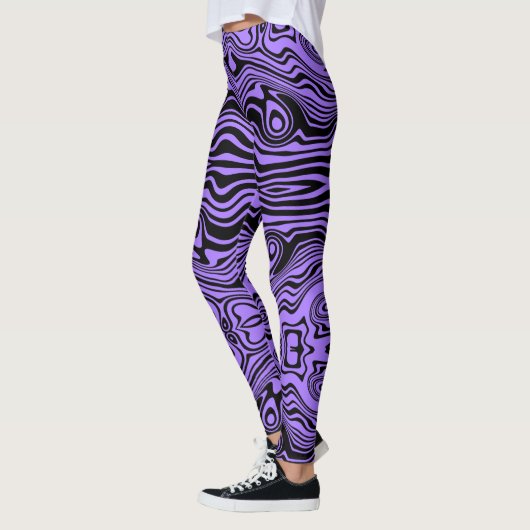 Wavy Stripe Zwart Paarse Leggings of Kies Kleur (Links)