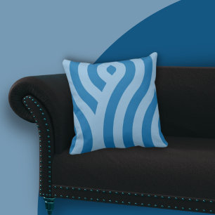 Wavy Stripes herhalen patroon in blauw Kussen