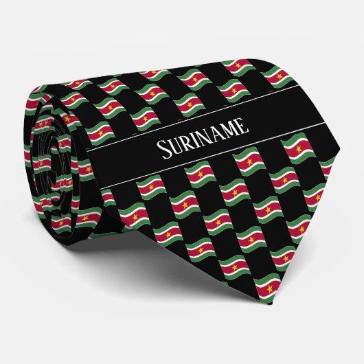 Wavy Suriname Flag Pattern  Stropdas (Opgerold)