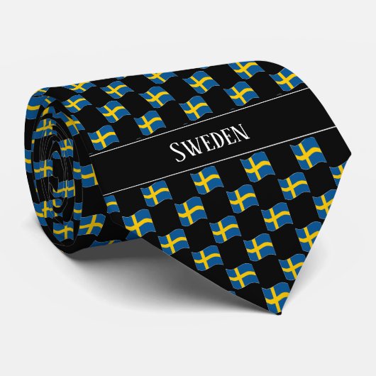 Wavy Sweden Flag Pattern Stropdas (Opgerold)