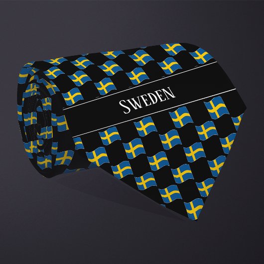 Wavy Sweden Flag Pattern Stropdas