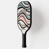 Wavy Tans Geometrische Grafische Monogram Koolstof Pickleball Paddle (Links)