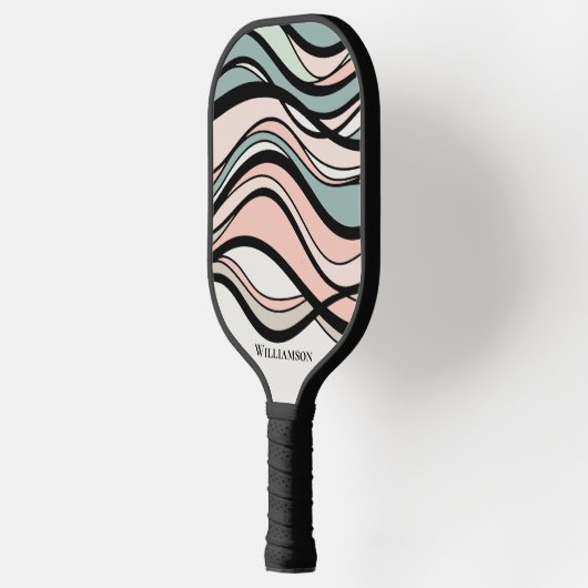 Wavy Tans Geometrische Grafische Monogram Koolstof Pickleball Paddle (Links)
