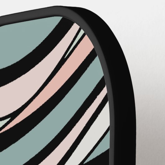 Wavy Tans Geometrische Grafische Monogram Koolstof Pickleball Paddle (Links Detail)