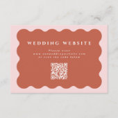 Wavy Terracotta & Blush Weddenschap Website QR Cod Informatiekaartje (Voorkant)