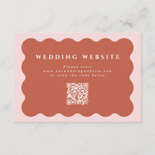 Wavy Terracotta & Blush Weddenschap Website QR Cod Informatiekaartje