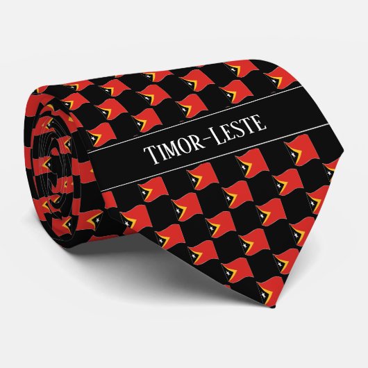 Wavy Timor-Leste Flag Pattern  Stropdas (Opgerold)
