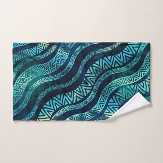 Wavy Tribal Ethnic Boho Patroon Bad Handdoek (Handdoek)