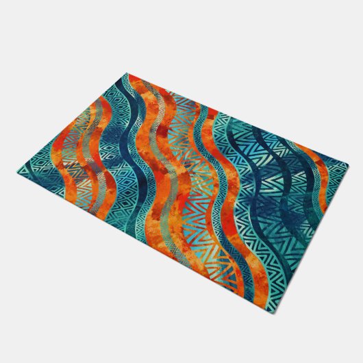 Wavy Tribal Ethnic Boho Patroon Deurmat (Schuin)