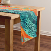 Wavy Tribal Ethnic Boho Patroon Korte Tafelloper (Voorbeeld)