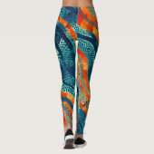 Wavy Tribal Ethnic Boho Patroon Leggings (Achterkant)