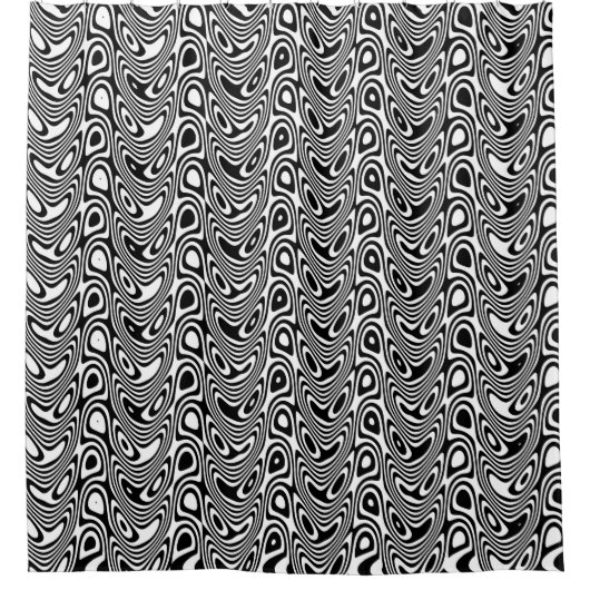 Wavy Trippy Optical Illusion Ying Yang Pattern Douchegordijn (Voorkant)