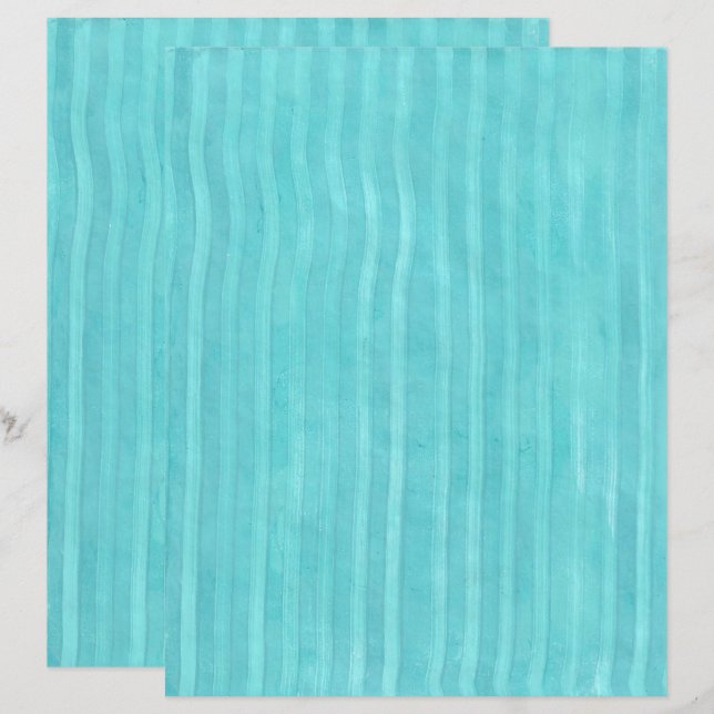 Wavy Turquoise en Blauwgroen Wavy Lines Scrapbook  (Voorkant / Achterkant)