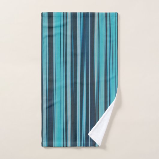 Wavy Turquoise en Blue Stripes Bad Handdoek (Handdoek)