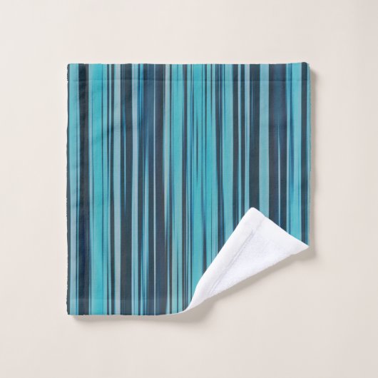 Wavy Turquoise en Blue Stripes Bad Handdoek (Wasdoekje)