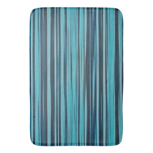 Wavy Turquoise en Blue Stripes Badmat (Voorkant Verticaal)