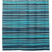 Wavy Turquoise en Blue Stripes Douchegordijn (Voorkant)