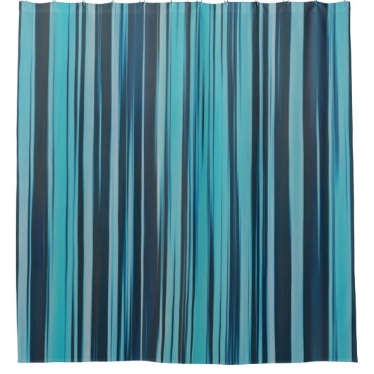 Wavy Turquoise en Blue Stripes Douchegordijn (Voorkant)