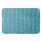 Wavy Turquoise en White Stripes Badmat (Voorkant)