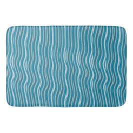 Wavy Turquoise en White Stripes Badmat