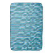 Wavy Turquoise en White Stripes Badmat (Voorkant Verticaal)