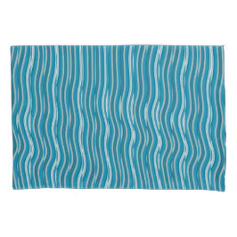 Wavy Turquoise en White Stripes Kussensloop