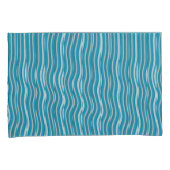Wavy Turquoise en White Stripes Kussensloop (Voorkant-Rechts)
