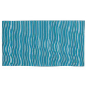 Wavy Turquoise en White Stripes Kussensloop (Voorkant-Links)