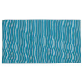 Wavy Turquoise en White Stripes Kussensloop (Voorkant-Rechts)