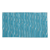 Wavy Turquoise en White Stripes Kussensloop (Achterkant)