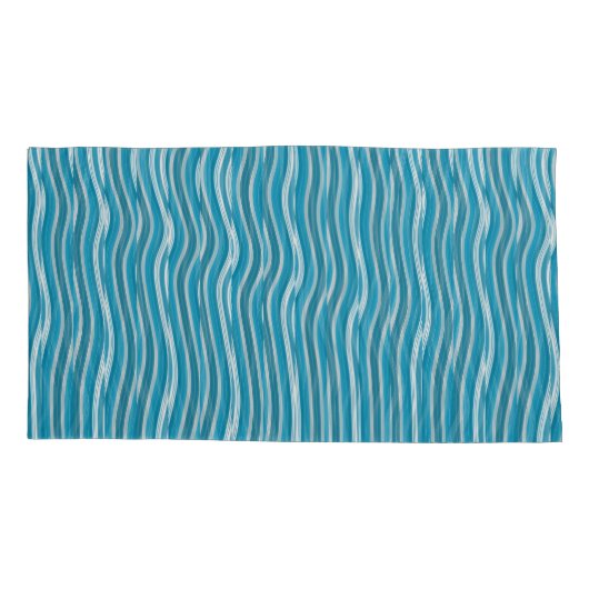 Wavy Turquoise en White Stripes Kussensloop (Achterkant)