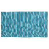 Wavy Turquoise en White Stripes Kussensloop (Voorkant)