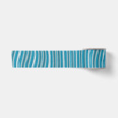 Wavy Turquoise en White Stripes Satijnen Lint (Voorkant)