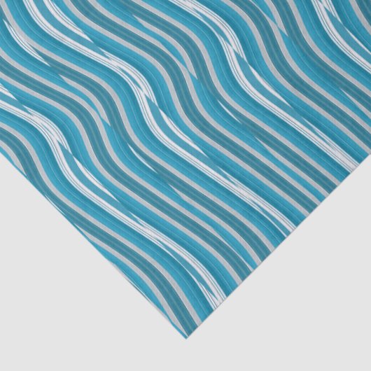 Wavy Turquoise en White Stripes Tissuepapier (Detail)