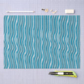 Wavy Turquoise en White Stripes Tissuepapier (Craft)