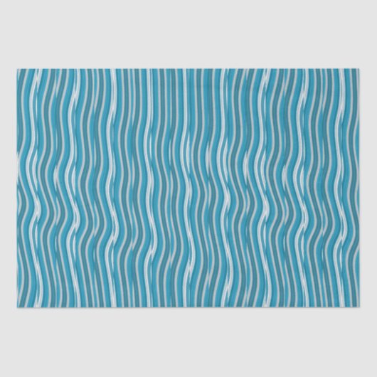 Wavy Turquoise en White Stripes Tissuepapier (Voorkant)