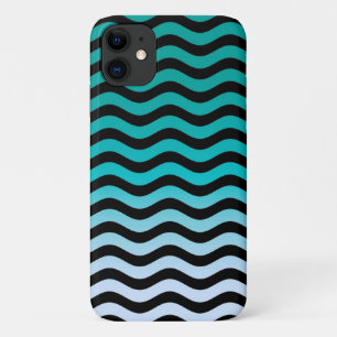 Wavy Turquoise Stripes iPhone 11 Hoesje