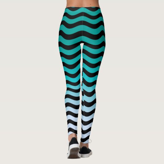 Wavy Turquoise Stripes Decor Leggings (Achterkant)