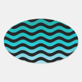 Wavy Turquoise Stripes Ovale Sticker (Voorkant)
