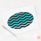 Wavy Turquoise Stripes Ovale Sticker (Envelop)