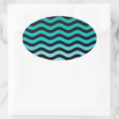 Wavy Turquoise Stripes Ovale Sticker (Tas)