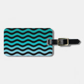 Wavy Turquoise Stripes Pattern Bagagelabel (Voorkant horizontaal)
