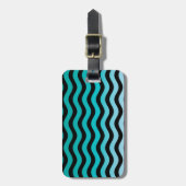 Wavy Turquoise Stripes Pattern Bagagelabel (Voorkant verticaal)